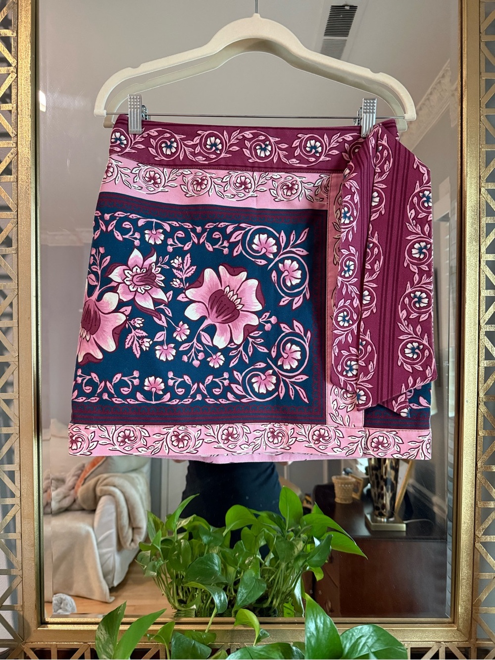 Farm Rio Ainika Charm Overlapped Denim Mini Skirt